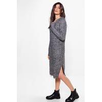 oversized cable knit jumper dress grey