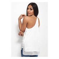 oversized racer back chiffon vest top in white