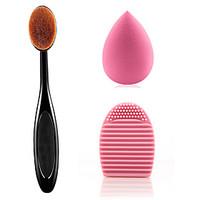 Oval Toothbrush Style Shape Powder Foundation Makeup Brush Beauty Sponge Blender Puff Silicone Brush Cleaner