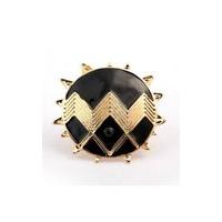 Oversized Zig Zag Sun Ring in Gold & Black