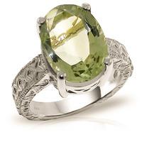 oval cut green amethyst ring 75ctw in 9ct white gold