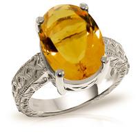 Oval Cut Citrine Ring 6.5ctw in 9ct White Gold