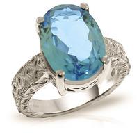 Oval Cut Blue Topaz Ring 8.0ctw in 9ct White Gold