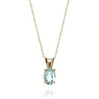 Oval Cut Aquamarine Pendant Necklace 0.75ct in 9ct Gold