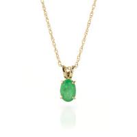 Oval Cut Emerald Pendant Necklace 0.75ct in 9ct Gold