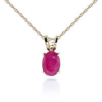 Oval Cut Ruby Pendant Necklace 1.0ct in 9ct Gold