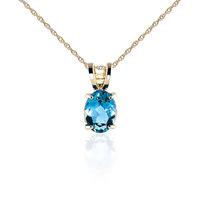 oval cut blue topaz pendant necklace 085ct in 9ct gold