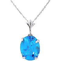 Oval Cut Blue Topaz Pendant Necklace 3.12ct in 9ct White Gold