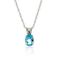 oval cut blue topaz pendant necklace 085ct in 9ct white gold