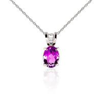 oval cut pink topaz pendant necklace 085ct in 9ct white gold