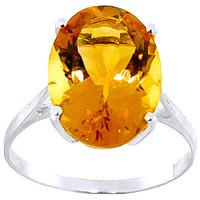 Oval Cut Citrine Ring 6.0ct in 9ct White Gold