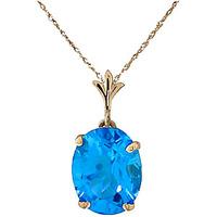 Oval Cut Blue Topaz Pendant Necklace 3.12ct in 9ct Gold