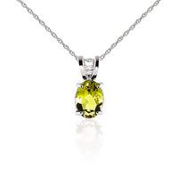 Oval Cut Peridot Pendant Necklace 0.85ct in 9ct White Gold