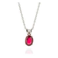 Oval Cut Ruby Pendant Necklace 1.0ct in 9ct White Gold