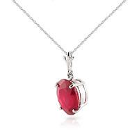 Oval Cut Ruby Pendant Necklace 3.5ct in 9ct White Gold