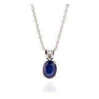 oval cut sapphire pendant necklace 10ct in 9ct white gold