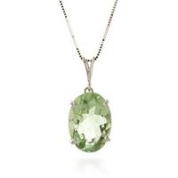 oval cut green amethyst pendant necklace 755ct in 9ct white gold