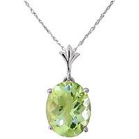 Oval Cut Green Amethyst Pendant Necklace 3.2ct in 9ct White Gold