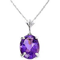 Oval Cut Amethyst Pendant Necklace 3.12ct in 9ct White Gold