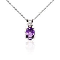 Oval Cut Amethyst Pendant Necklace 0.85ct in 9ct White Gold