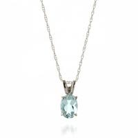 oval cut aquamarine pendant necklace 075ct in 9ct white gold