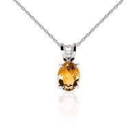 oval cut citrine pendant necklace 085ct in 9ct white gold