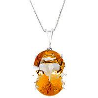 oval cut citrine pendant necklace 60ct in 9ct white gold