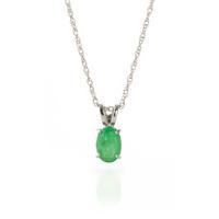 Oval Cut Emerald Pendant Necklace 0.75ct in 9ct White Gold