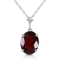 Oval Cut Garnet Pendant Necklace 3.12ct in 9ct White Gold