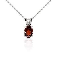 oval cut garnet pendant necklace 085ct in 9ct white gold