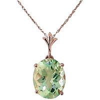 Oval Cut Green Amethyst Pendant Necklace 3.2ct in 9ct Rose Gold