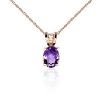 oval cut amethyst pendant necklace 085ct in 9ct rose gold