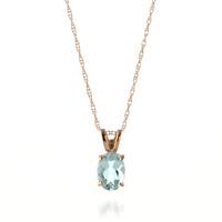 Oval Cut Aquamarine Pendant Necklace 0.75ct in 9ct Rose Gold