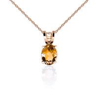 Oval Cut Citrine Pendant Necklace 0.85ct in 9ct Rose Gold