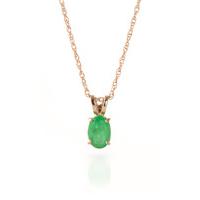 Oval Cut Emerald Pendant Necklace 0.75ct in 9ct Rose Gold