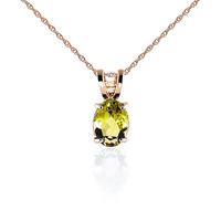 Oval Cut Peridot Pendant Necklace 0.85ct in 9ct Rose Gold