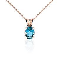 Oval Cut Blue Topaz Pendant Necklace 0.85ct in 9ct Rose Gold