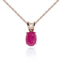 Oval Cut Ruby Pendant Necklace 1.0ct in 9ct Rose Gold