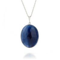 oval cut sapphire pendant necklace 200ctw in 9ct white gold