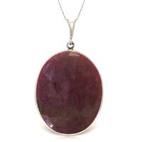 Oval Cut Ruby Pendant Necklace 19.5ctw in 9ct White Gold