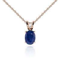 Oval Cut Sapphire Pendant Necklace 1.0ct in 9ct Rose Gold