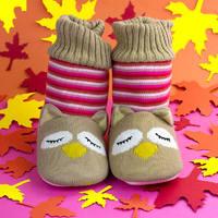 owl knitted booties