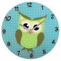 Owl Wall Clock Silent Glass