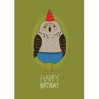 owl hat birthday card ss1013