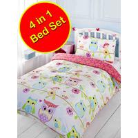 Owl and Friends 4 in 1 Junior Bedding Bundle (Duvet + Pillow + Covers)