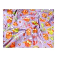 Owl Print Cotton Poplin Dress Fabric Purple
