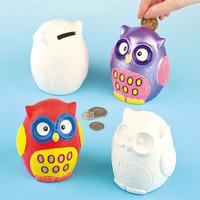owl ceramic coin banks box of 4