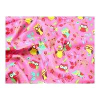 Owl Print Cotton Poplin Dress Fabric Pink
