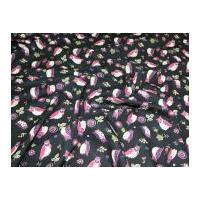 Owls Print Cotton Poplin Fabric Black