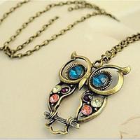 owl necklace korean rhinestone euramerican vintage long pendant sweate ...